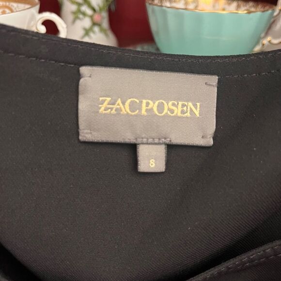 Vintage Zac Posen Drape Front Silk Dress Black Size 8 - Picture 3 of 6